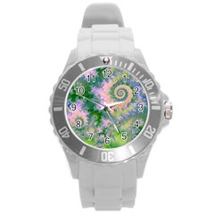 Rose Apple Green Dreams, Abstract Water Garden Plastic Sport Watch (large) by DianeClancy