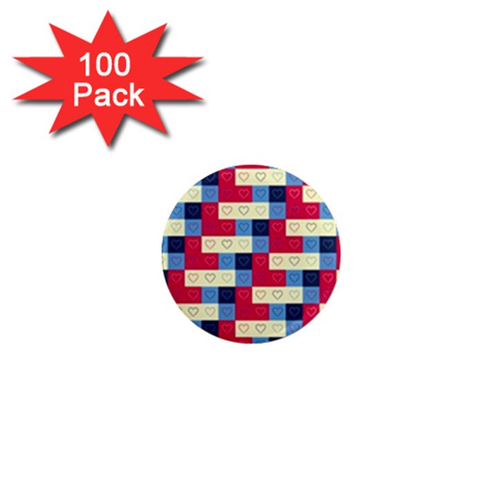 Hearts 1  Mini Button Magnet (100 pack)