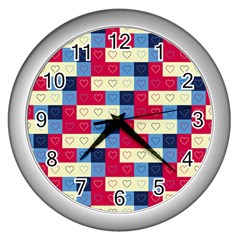 Hearts Wall Clock (silver) by Siebenhuehner