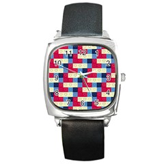 Hearts Square Leather Watch by Siebenhuehner