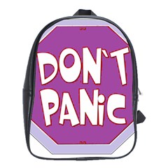 Purple Don t Panic Sign School Bag (xl) by FunWithFibro