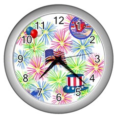 Patriot Fireworks Wall Clock (silver) by StuffOrSomething