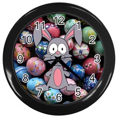 Easter Egg Bunny Treasure Wall Clock (black)