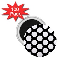 Black And White Polkadot 1 75  Button Magnet (100 Pack) by Zandiepants