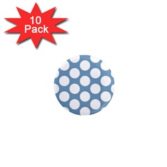 Blue Polkadot 1  Mini Button Magnet (10 Pack) by Zandiepants