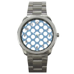 Blue Polkadot Sport Metal Watch by Zandiepants