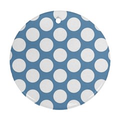 Blue Polkadot Round Ornament (two Sides) by Zandiepants