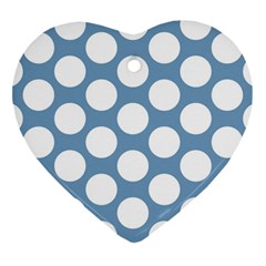 Blue Polkadot Heart Ornament (two Sides)