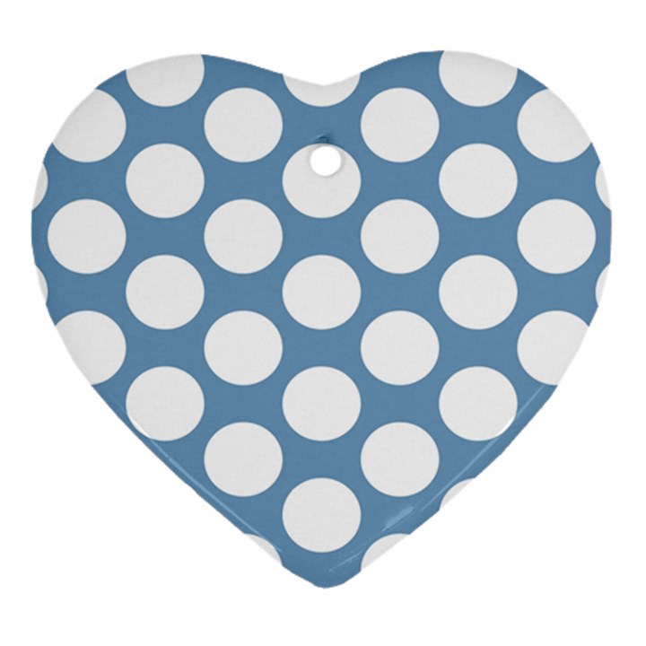 Blue Polkadot Heart Ornament (Two Sides)