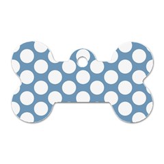 Blue Polkadot Dog Tag Bone (one Sided) by Zandiepants