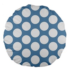 Blue Polkadot 18  Premium Round Cushion  by Zandiepants