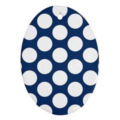 Dark Blue Polkadot Oval Ornament (two Sides) by Zandiepants