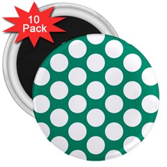Emerald Green Polkadot 3  Button Magnet (10 Pack) by Zandiepants