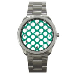 Emerald Green Polkadot Sport Metal Watch by Zandiepants