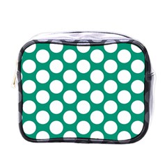 Emerald Green Polkadot Mini Travel Toiletry Bag (one Side) by Zandiepants