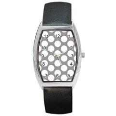 Grey Polkadot Tonneau Leather Watch by Zandiepants