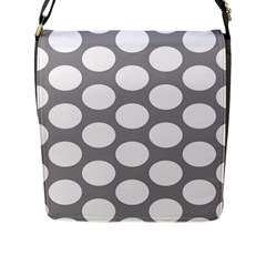 Grey Polkadot Flap Closure Messenger Bag (large) by Zandiepants