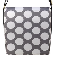 Grey Polkadot Flap Closure Messenger Bag (small) by Zandiepants