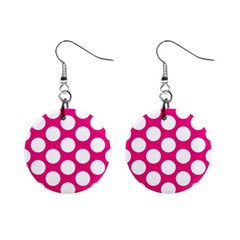 Pink Polkadot Mini Button Earrings by Zandiepants