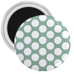 Jade Green Polkadot 3  Button Magnet