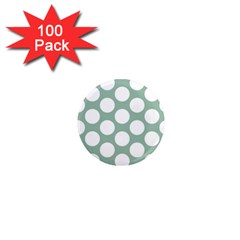 Jade Green Polkadot 1  Mini Button Magnet (100 pack)
