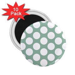 Jade Green Polkadot 2.25  Button Magnet (10 pack)