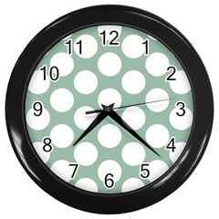 Jade Green Polkadot Wall Clock (Black)
