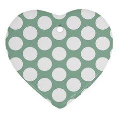 Jade Green Polkadot Heart Ornament (Two Sides)