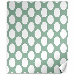 Jade Green Polkadot Canvas 8  x 10  (Unframed)