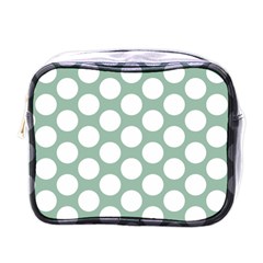 Jade Green Polkadot Mini Travel Toiletry Bag (One Side)