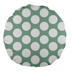 Jade Green Polkadot 18  Premium Round Cushion 