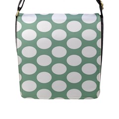 Jade Green Polkadot Flap Closure Messenger Bag (Large)