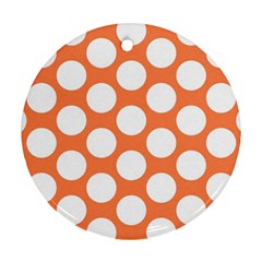 Orange Polkadot Round Ornament (Two Sides)