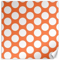 Orange Polkadot Canvas 12  x 12  (Unframed)