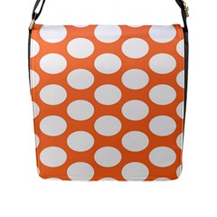 Orange Polkadot Flap Closure Messenger Bag (Large)