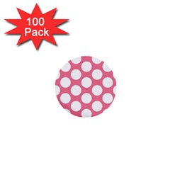 Pink Polkadot 1  Mini Button (100 Pack) by Zandiepants