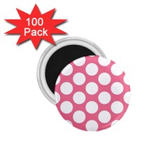 Pink Polkadot 1 75  Button Magnet (100 Pack) by Zandiepants