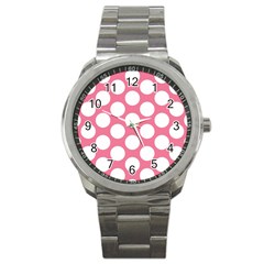 Pink Polkadot Sport Metal Watch by Zandiepants