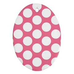 Pink Polkadot Oval Ornament (two Sides) by Zandiepants