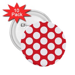 Red Polkadot 2 25  Button (10 Pack) by Zandiepants