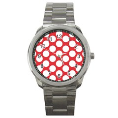 Red Polkadot Sport Metal Watch