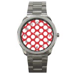 Red Polkadot Sport Metal Watch Front