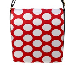 Red Polkadot Flap Closure Messenger Bag (large) by Zandiepants