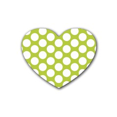 Spring Green Polkadot Drink Coasters (heart) by Zandiepants