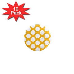 Sunny Yellow Polkadot 1  Mini Button Magnet (10 Pack) by Zandiepants