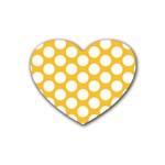 Sunny Yellow Polkadot Drink Coasters 4 Pack (Heart)  Front