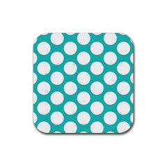 Turquoise Polkadot Pattern Drink Coaster (square) by Zandiepants