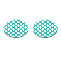 Turquoise Polkadot Pattern Cufflinks (oval) by Zandiepants