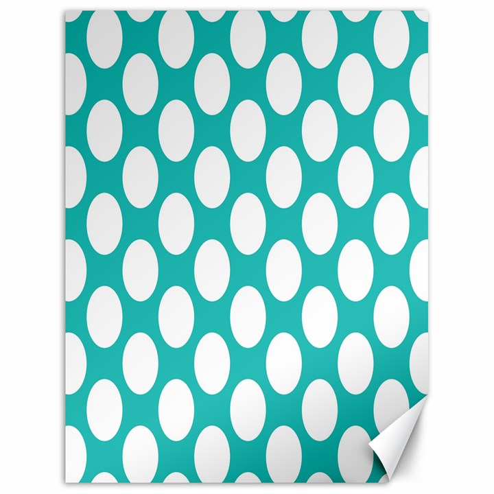 Turquoise Polkadot Pattern Canvas 18  x 24  (Unframed)