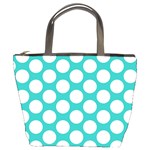 Turquoise Polkadot Pattern Bucket Handbag Front